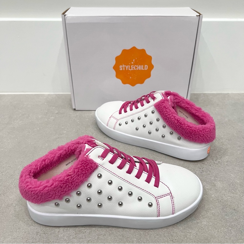 NIB STYLECHILD Brooke studded furry trim sneakers